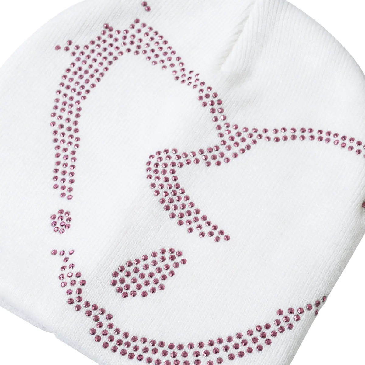 X HEARTBREAK RHINESTONE BEANIE WHITE/PINK