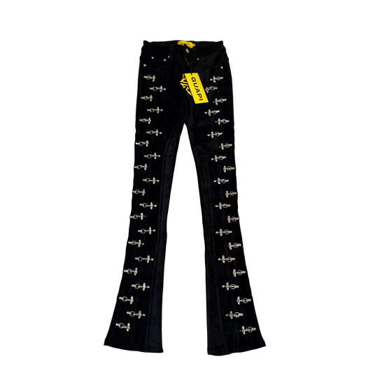 BLACK VELVET AVIATION CLASP PANTS
