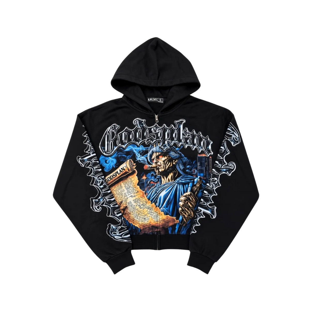 NME HOODIE AXEN ZIP WASHED BLACK