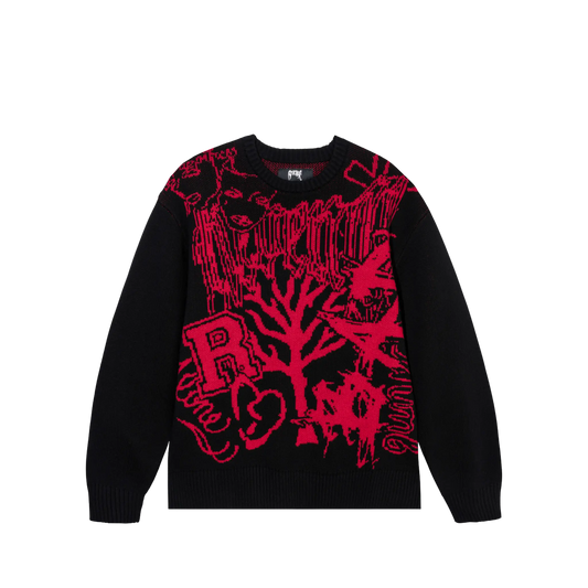 X COLLAGE KNIT BLACK/RED