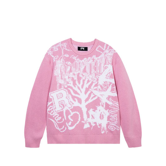 X COLLAGE KNIT PINK/WHITE