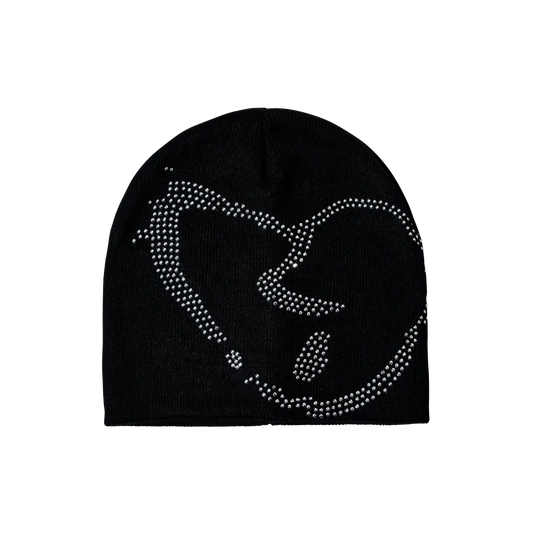 X HEARTBREAK RHINESTONE BEANIE BLACK/CRYSTAL