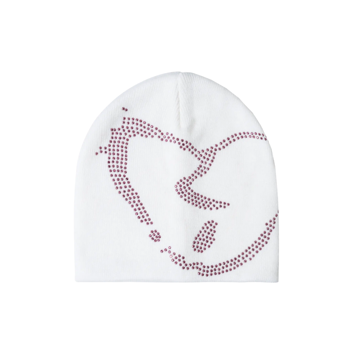 X HEARTBREAK RHINESTONE BEANIE WHITE/PINK