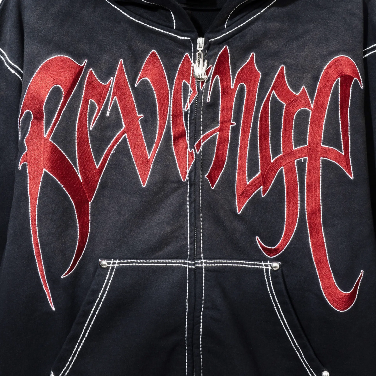 X KILL CONTRAST STITCH ZIP BLACK/RED
