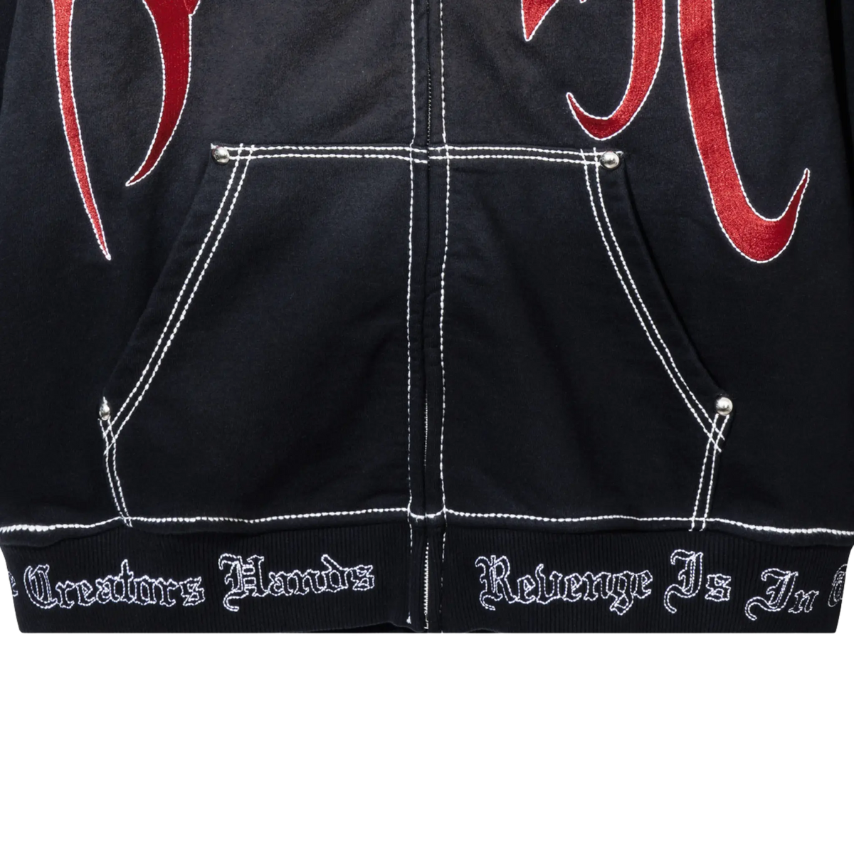 X KILL CONTRAST STITCH ZIP BLACK/RED